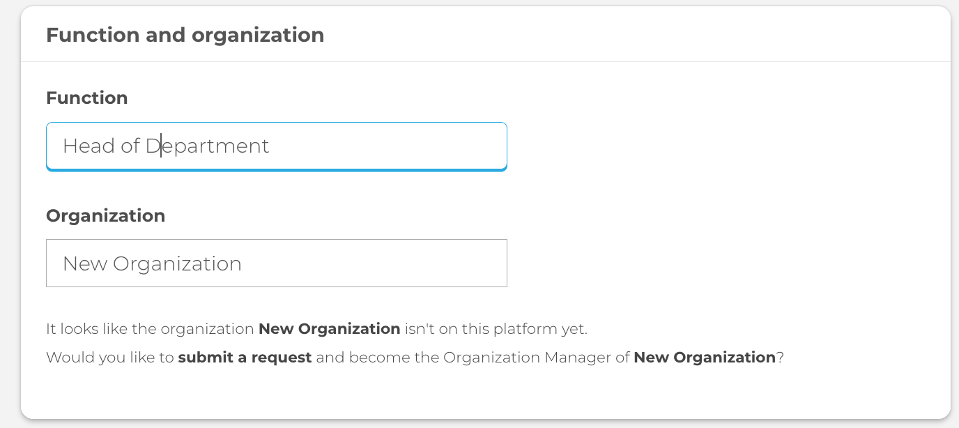Submit an organization profile request as a member