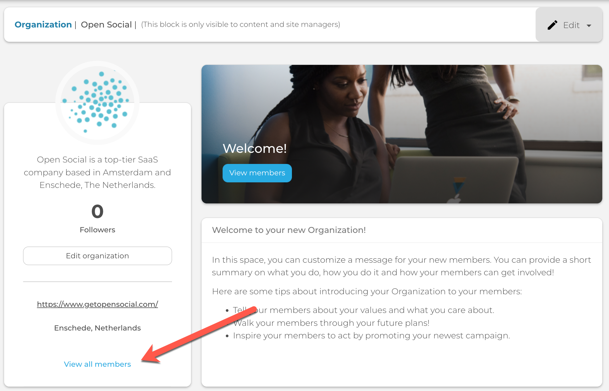 View all members CTA on Organization Profile