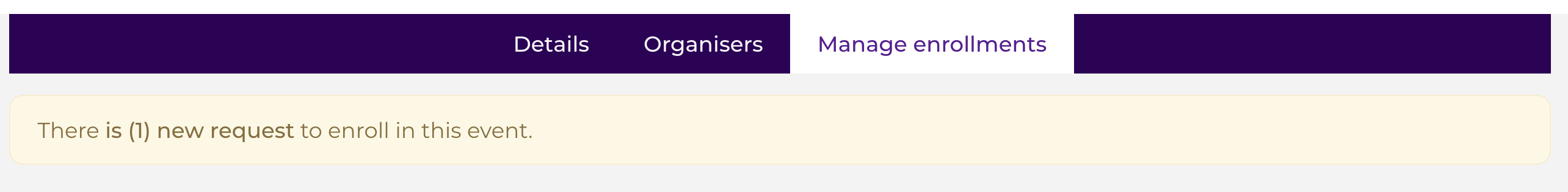 Manage enrollments tab