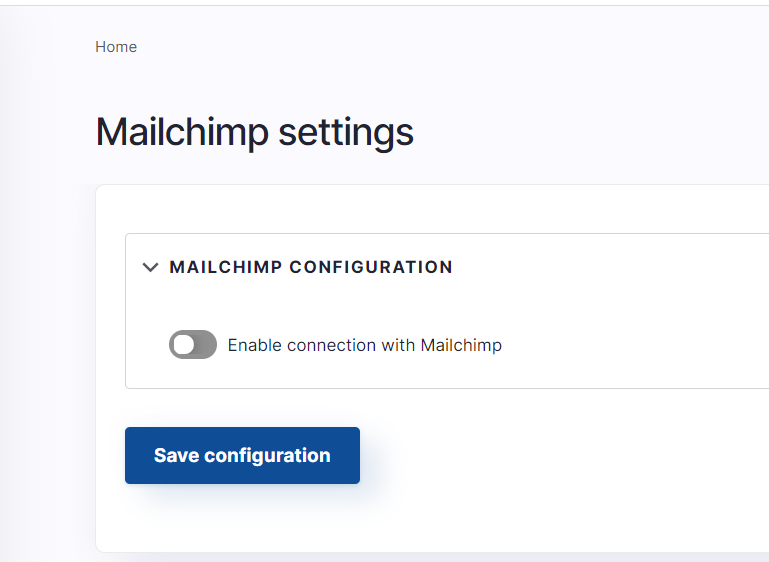 Mailchimp settings
